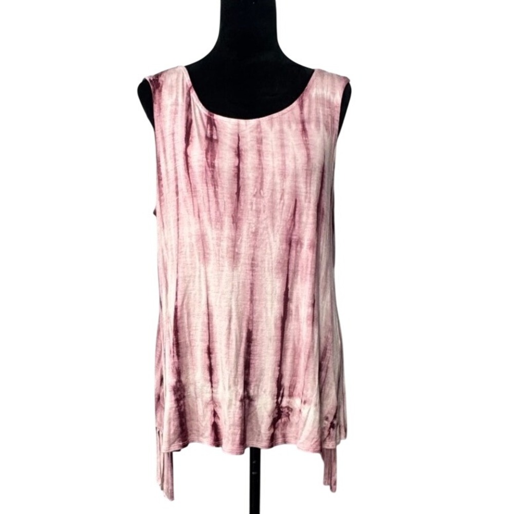 Wrangler Tie Dye Fringe Back Tank Top Women Small Pink Sleeveless Western Boho